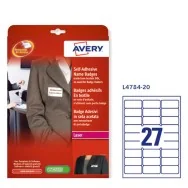 Etichette per Tessuto in Seta Acetata Avery - A4 - 63,5x29,5 mm - L4784-20 (Bianco Conf. 20)