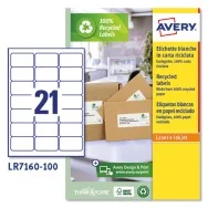 Etichette Adesive in Carta Riciclata Avery - 63,5x38,1 mm - LR7160-100 (Bianco Conf. 100)