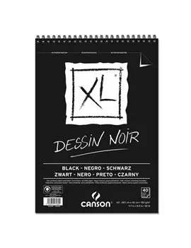 Album da Disegno Dessin Noir Canson - 29,7x42 cm - Spiralato Lato Corto - 150 g - 400039087 (Nero Conf. 5)