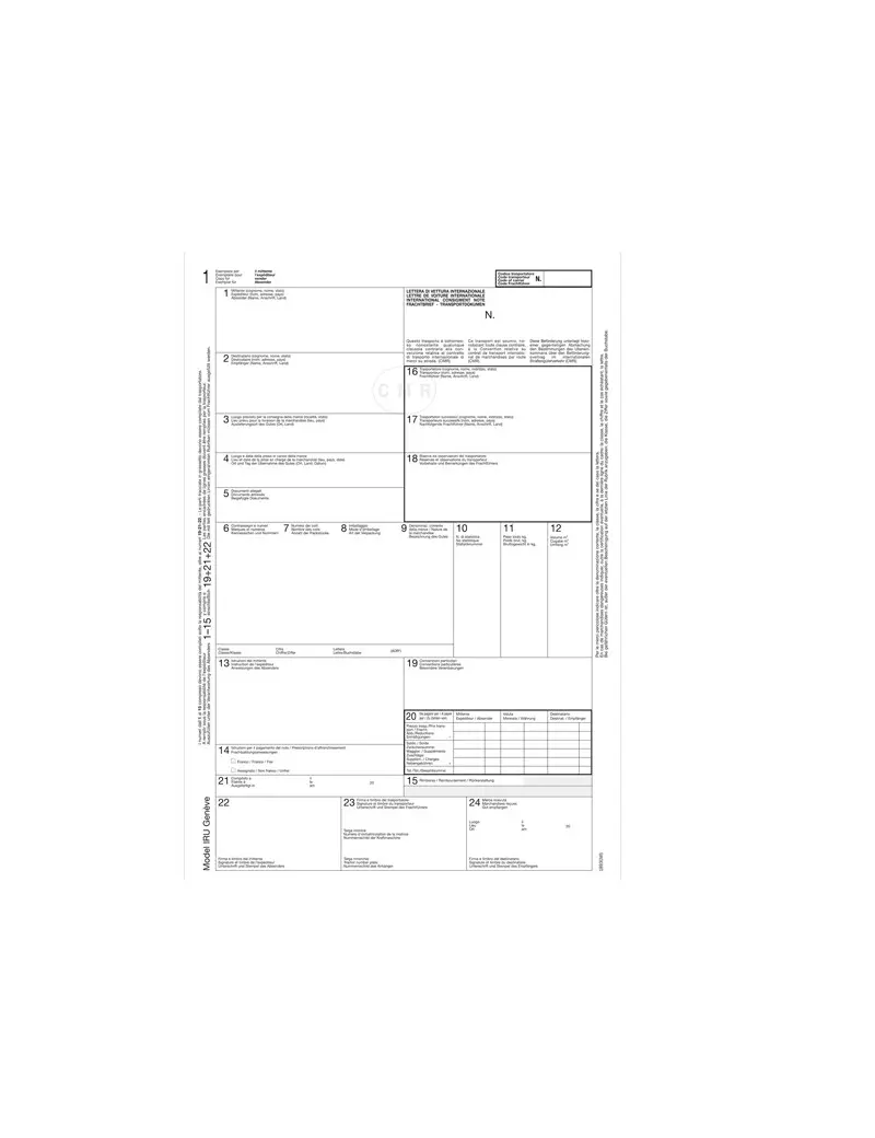 Lettera di Vettura Internazionale CMR MC Data Ufficio - 12x24 cm - 5 Copie Autoricalcanti - DU18930M500 (Conf. 50)