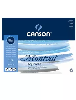 Blocco Collato Montval Aquarelle Canson - 24x32 cm - 300 g - 12 Fogli - 200807319 (Bianco Conf. 10)