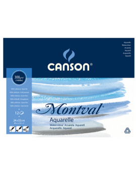 Blocco Collato Montval Aquarelle Canson - 24x32 cm - 300 g - 12 Fogli - 200807319 (Bianco Conf. 10)