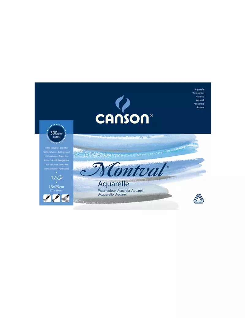 Blocco Collato Montval Aquarelle Canson - 18x25 cm - 300 g - 12 Fogli - 200807317 (Bianco Conf. 10) Blocco Collato Montval Aquarelle Canson - 18x25 cm - 300 g - 12 Fogli - 200807317 (Bianco Conf. 10)