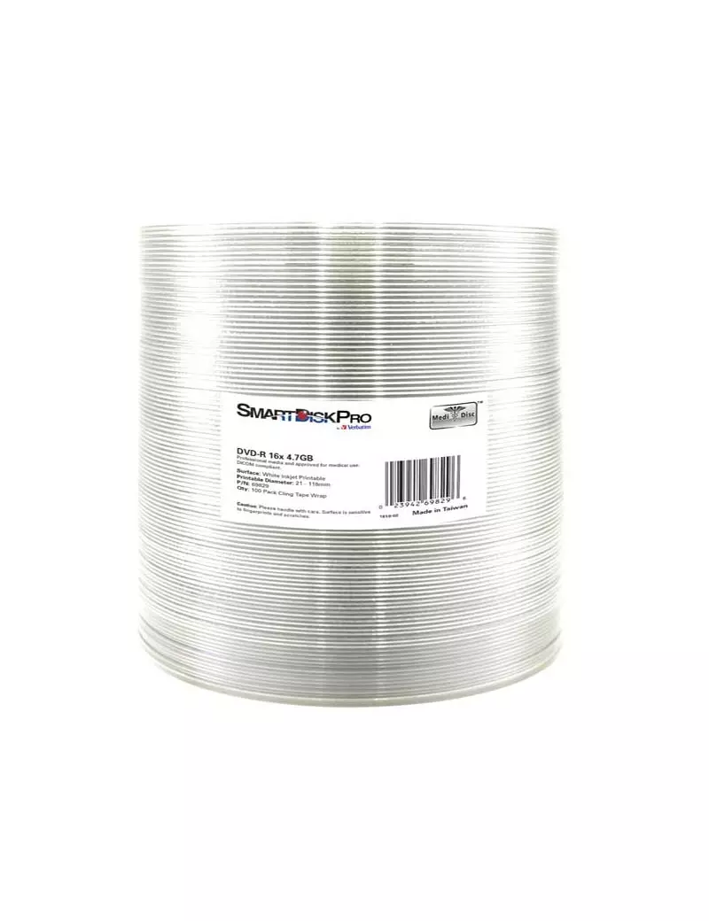 DVD Verbatim - DVD-R - 4,7 GB - 16x - Printable - Spindle - 69829 (Conf. 100) DVD Verbatim - DVD-R - 4,7 GB - 16x - Printable - Spindle - 69829 (Conf. 100)