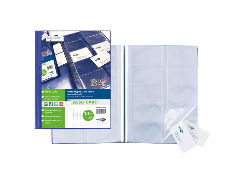 Portabiglietti da Visita Personalizzabile Asso Card Sei Rota - 100 Biglietti - A4 - 56601707 (Blu)