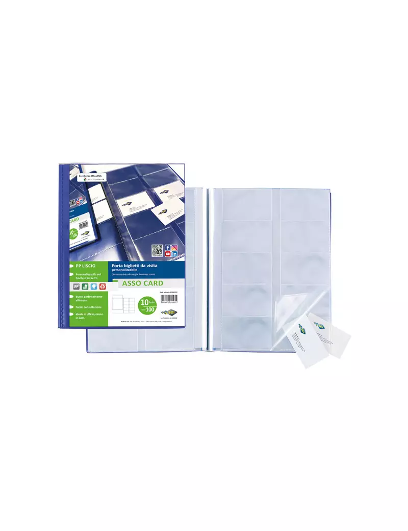 Portabiglietti da Visita Personalizzabile Asso Card Sei Rota - 100 Biglietti - A4 - 56601707 (Blu) Portabiglietti da Visita Personalizzabile Asso Card Sei Rota - 100 Biglietti - A4 - 56601707 (Blu)