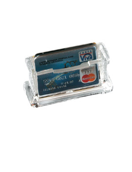 Portabiglietti da Visita da Tavolo Lebez - 11,5x5,5x4,5 cm - 1680 (Trasparente)