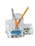 Portapenne con Portacancelleria Lebez - 15x10x9 cm - 1684 (Trasparente)