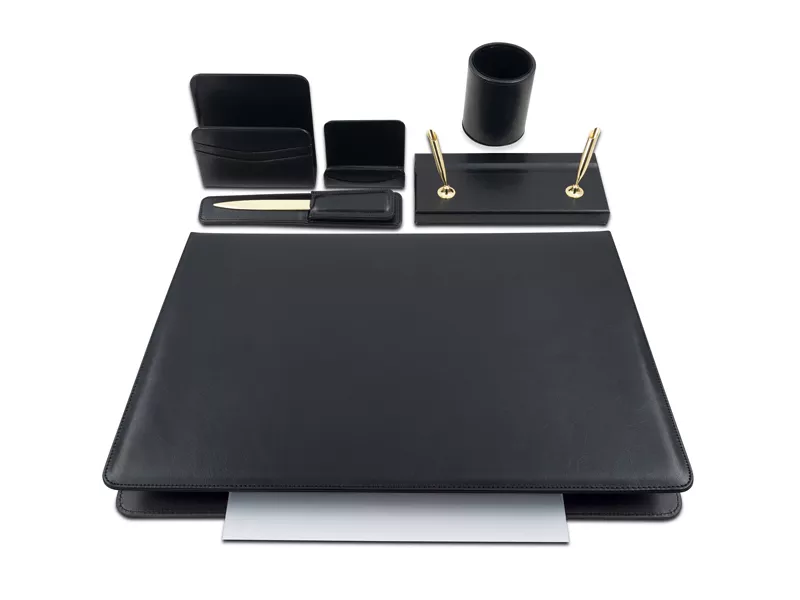 Servizio Scrittoio Classic City Time - Similpelle - 6 Accessori - 121-N (Nero)