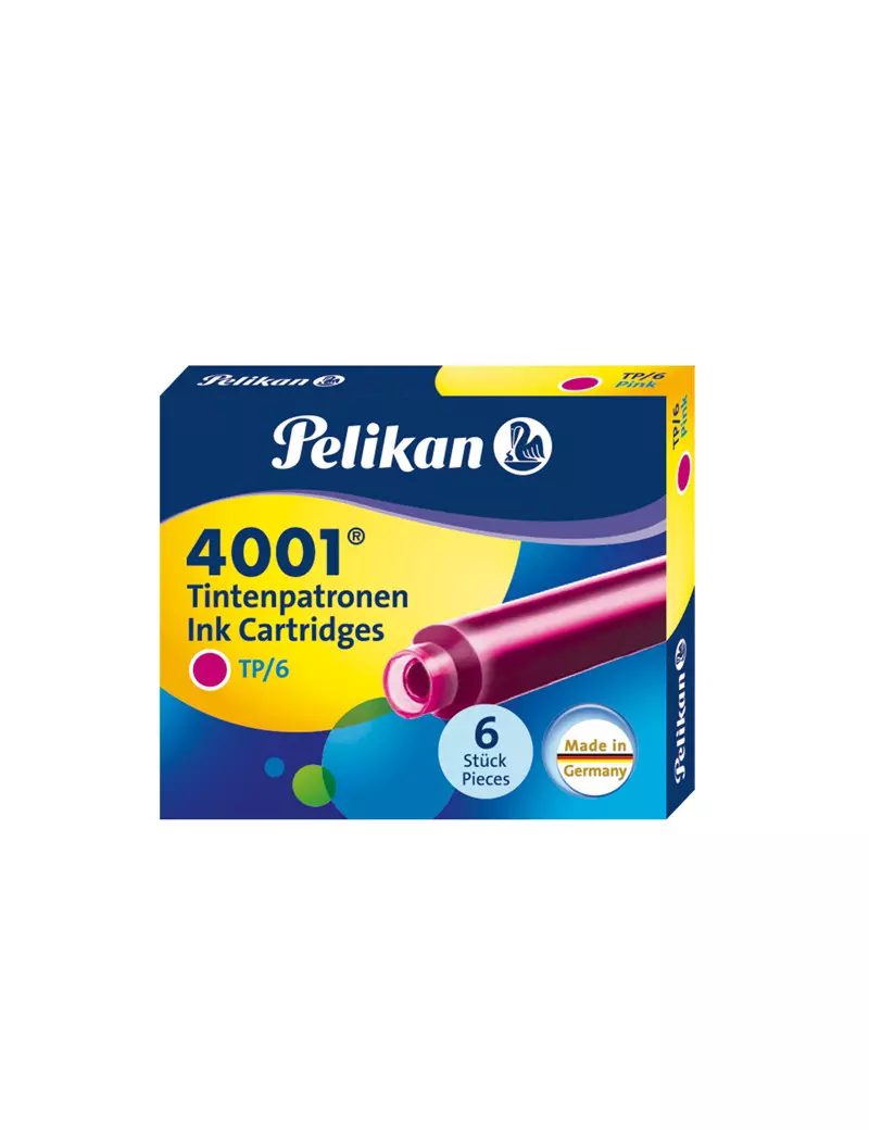 Cartucce per Stilografica 4001 TP/6 Pelikan - 0ATN34 (Rosa Conf. 6) Cartucce per Stilografica 4001 TP/6 Pelikan - 0ATN34 (Rosa Conf. 6)