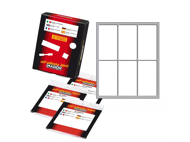 Etichette Adesive Markin - A4 - 70x37 mm - X10046 (Bianco Conf. 25) Etichette Adesive Markin - A4 - 70x37 mm - X10046 (Bianco Conf. 25)