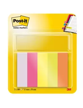 Segnapagina Post-it Notes Markers in Carta 670-5 3M - 15x50 mm - 7100172770 (Assortiti Neon Conf. 500)