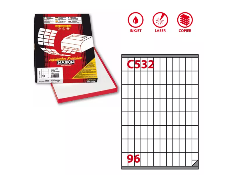 Etichette Adesive Markin - A4 - 35,4x16,3 mm - X210C532 (Bianco Conf. 100)