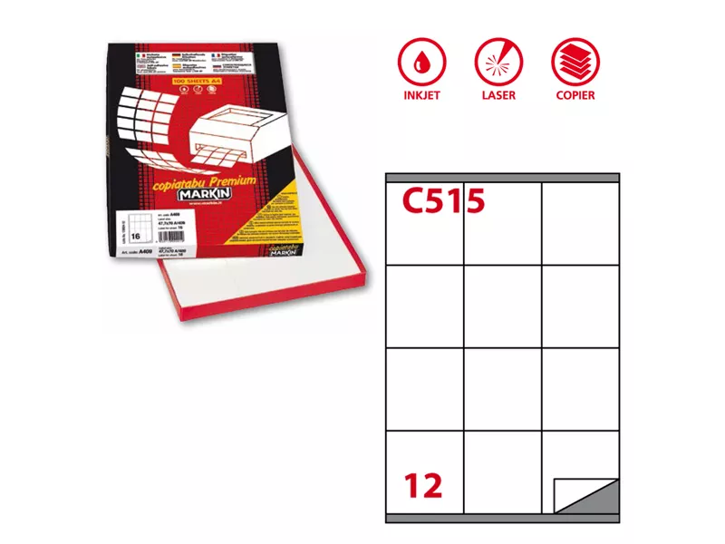 Etichette Adesive Markin - A4 - 70x72 mm - X210C515 (Bianco Conf. 100)