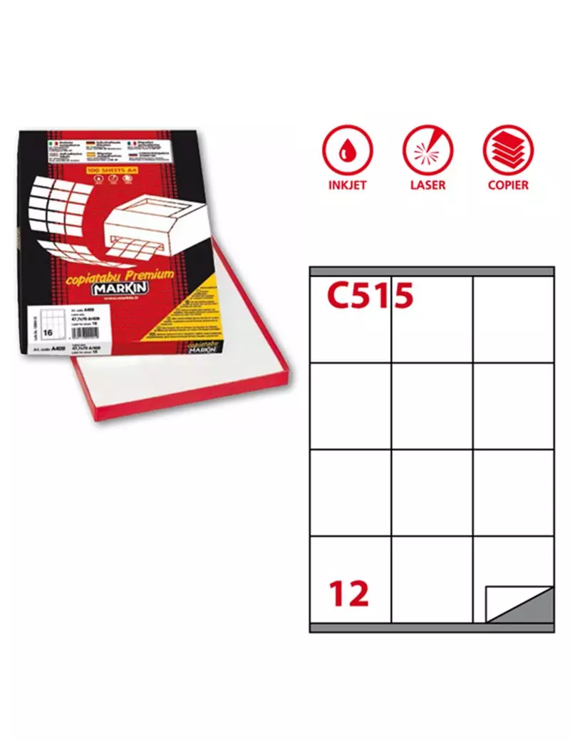 Etichette Adesive Markin - A4 - 70x72 mm - X210C515 (Bianco Conf. 100) Etichette Adesive Markin - A4 - 70x72 mm - X210C515 (Bianco Conf. 100)