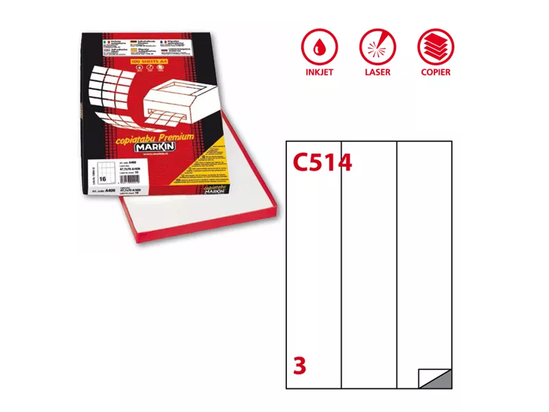 Etichette Adesive Markin - A4 - 70x297 mm - X210C514 (Bianco Conf. 100)