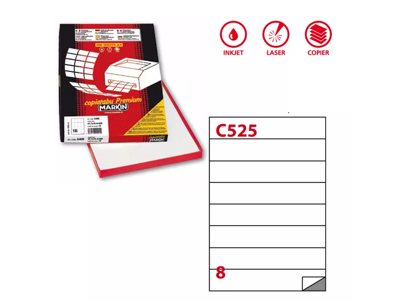 Etichette Adesive Markin - A4 - 210x37,12 mm - X210C525 (Bianco Conf. 100)