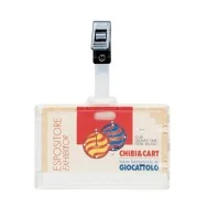 Portanome con Clip in Plastica Favorit - 9x6 cm - 100460578 (Trasparente Conf. 100)