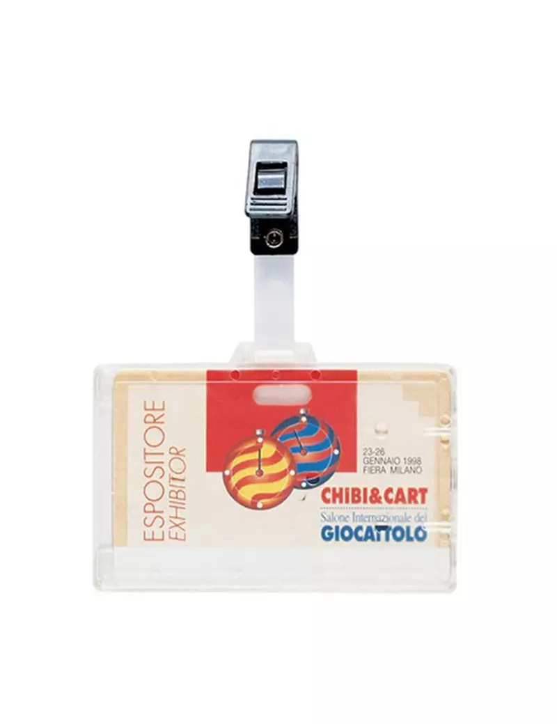 Portanome con Clip in Plastica Favorit - 9x6 cm - 100460578 (Trasparente Conf. 100) Portanome con Clip in Plastica Favorit - 9x6 cm - 100460578 (Trasparente Conf. 100)