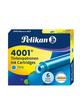 Cartucce per Stilografica 4001 TP/6 Pelikan - 301705 (Turchese Conf. 6)