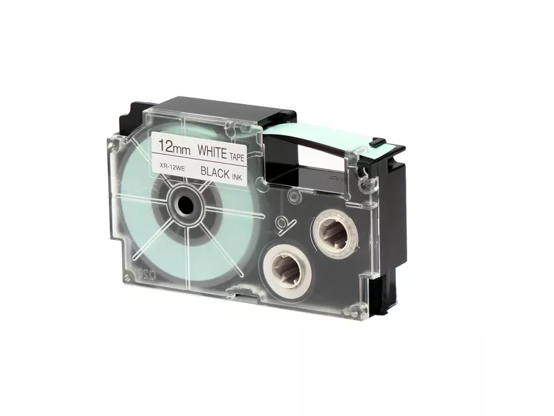 Nastro Originale Casio XR-12YW1 - 12 mm x 8 m - XR-12W1E-W-DJ (Nero su Bianco)
