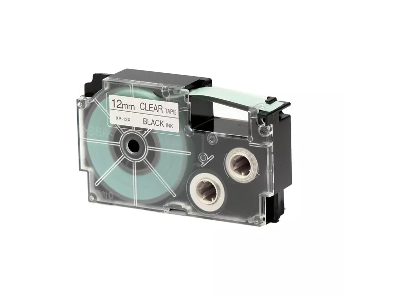 Nastro Originale Casio XR-12X1 - 12 mm x 8 m - XR-12X1-W-DJ (Nero su Trasparente)