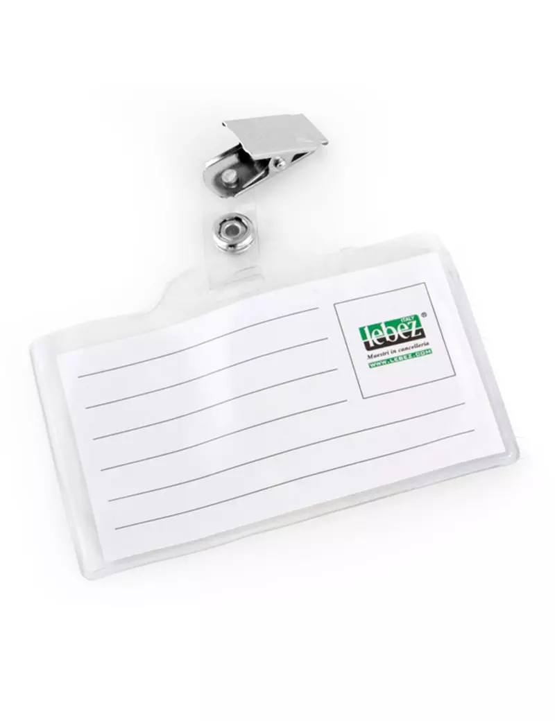 Portabadge con Clip Lebez - 9,3x6 cm - 31-140 (Trasparente Conf. 50) Portabadge con Clip Lebez - 9,3x6 cm - 31-140 (Trasparente Conf. 50)
