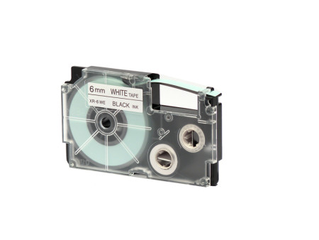 Nastro Originale Casio XR-6WE1 - 6 mm x 8 m - XR-6WE1-W-DJ (Nero su Bianco)