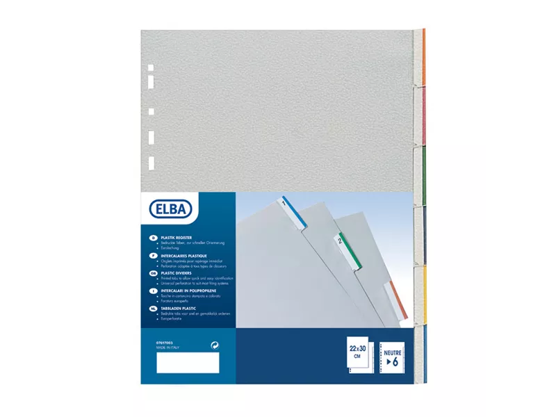 Intercalare in PPL Personalizzabile Favorit - A4 - 6 Tasti - 400006687 (Grigio)