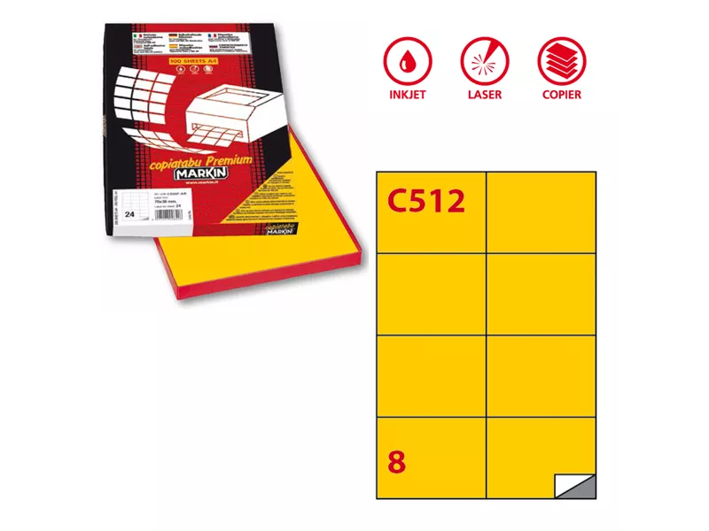 Etichette Adesive Markin - A4 - 105x74 mm - X210C512G (Giallo Conf. 100)