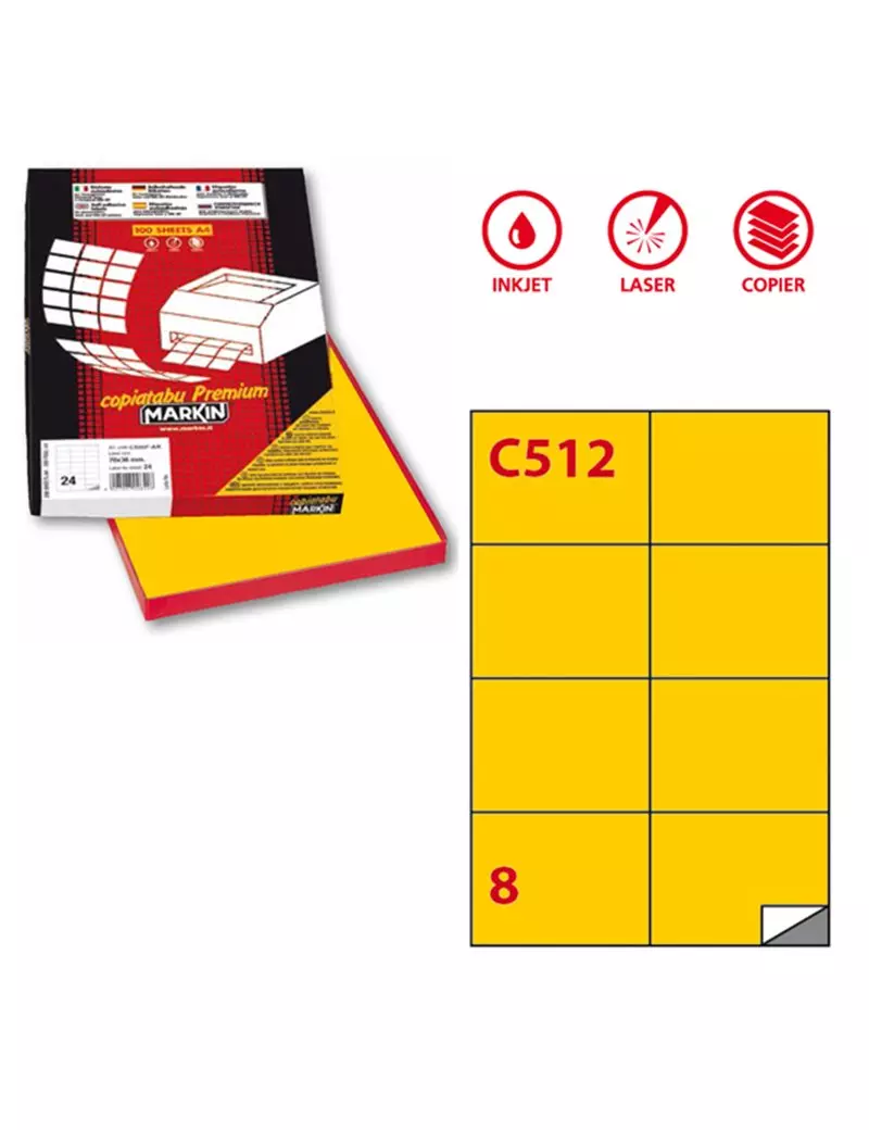 Etichette Adesive Markin - A4 - 105x74 mm - X210C512G (Giallo Conf. 100) Etichette Adesive Markin - A4 - 105x74 mm - X210C512G (Giallo Conf. 100)