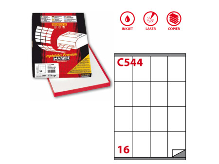 Etichette Adesive Markin - A4 - 72x53 mm - X210C544 (Bianco Conf. 100)