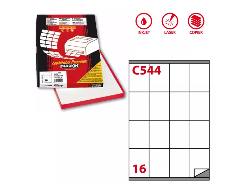Etichette Adesive Markin - A4 - 72x53 mm - X210C544 (Bianco Conf. 100)