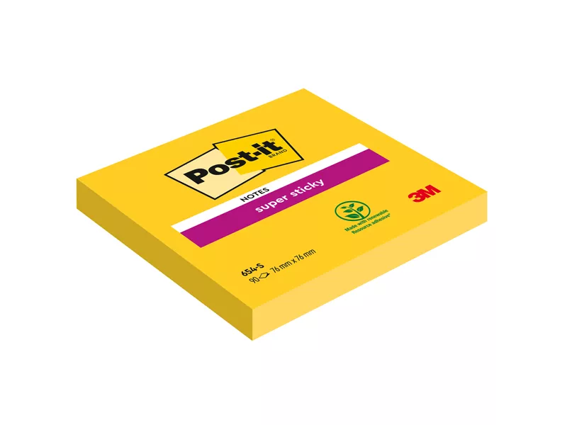 Post-it Super Sticky 654-S 3M - 76x76 mm - 7100290189 (Giallo Oro Conf. 12)