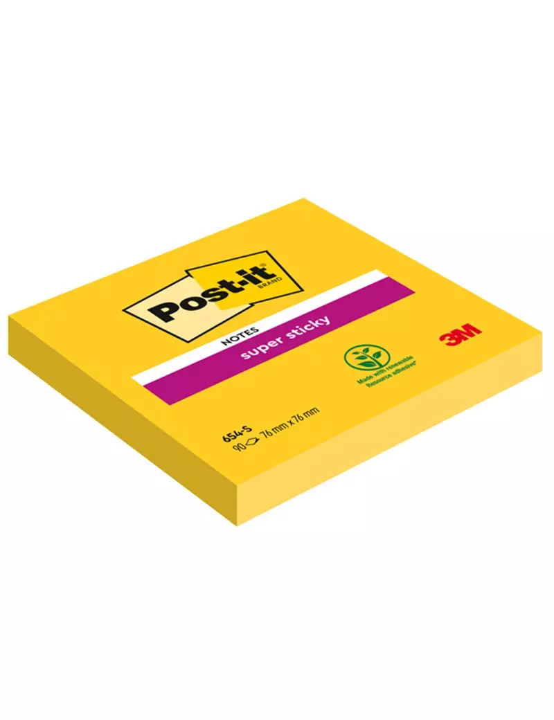 Post-it Super Sticky 654-S 3M - 76x76 mm - 7100290189 (Giallo Oro Conf. 12)