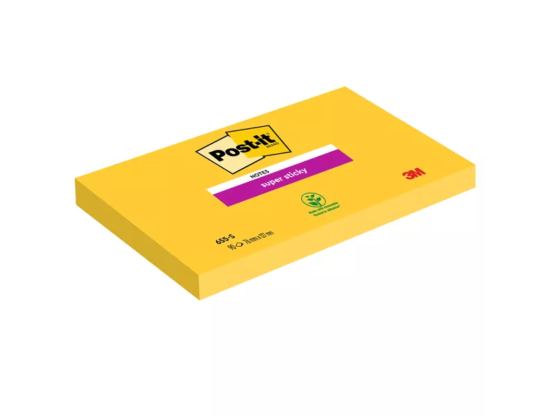 Post-it Super Sticky 655-S 3M - 76x127 mm - 7100290188 (Giallo Oro Conf. 12)
