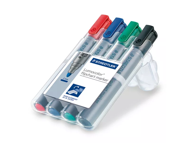 Marcatore a Secco Lumocolor Flipchart 356 - Punta Tonda - 2 mm - 356-WP4 (Assortiti Conf. 4)