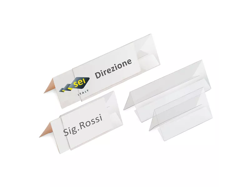 Portanome da Tavolo Prisma Sei Rota - 30x5 cm - 318070 (Trasparente Conf. 5) Portanome da Tavolo Prisma Sei Rota - 30x5 cm - 318070 (Trasparente Conf. 5)