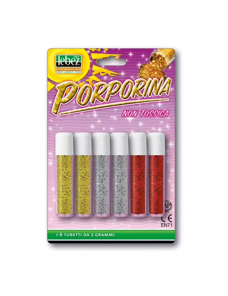 Porporina Glitter Lebez - 2 g - 5134-ASS (Assortiti Conf. 6) Porporina Glitter Lebez - 2 g - 5134-ASS (Assortiti Conf. 6)
