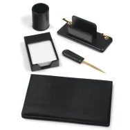 Set Scrivania in Similpelle City Time - 35x50 cm - 119-N (Nero)