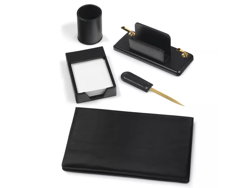 Set Scrivania in Similpelle City Time - 35x50 cm - 119-N (Nero)