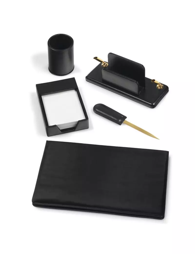 Set Scrivania in Similpelle City Time - 35x50 cm - 119-N (Nero) Set Scrivania in Similpelle City Time - 35x50 cm - 119-N (Nero)