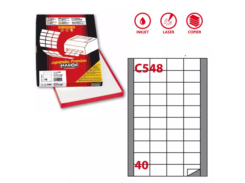 Etichette Adesive Markin - A4 - 45x29,7 mm - X210C548 (Bianco Conf. 100)