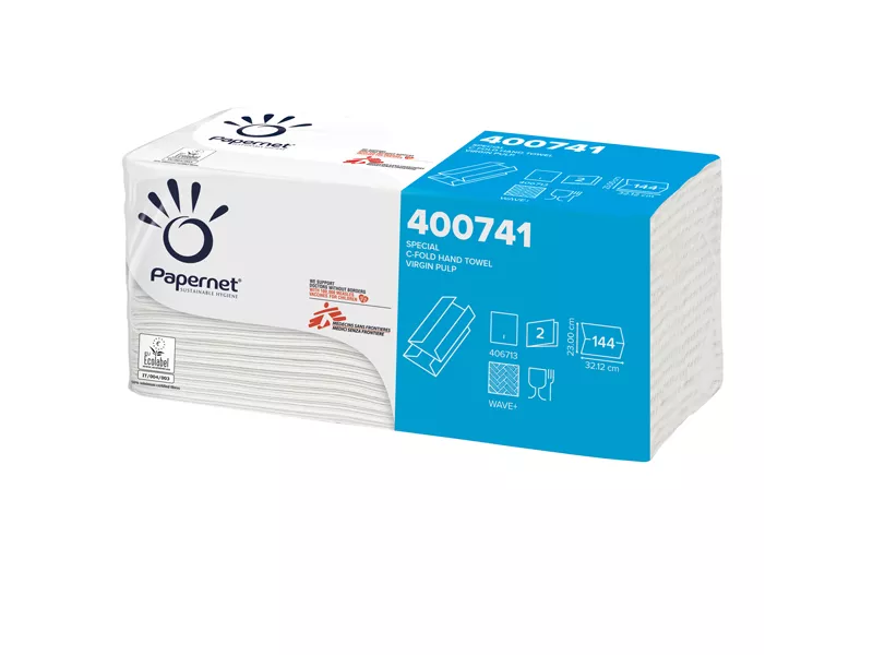 Asciugamani a C Papernet - 2 Veli - 144 Strappi - 400741 (Bianco Conf. 20)