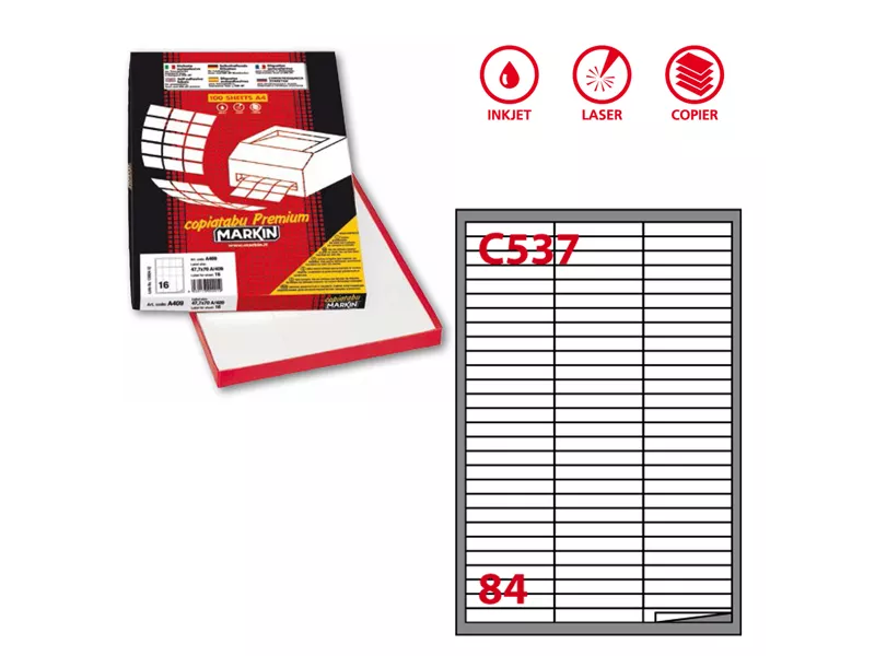 Etichette Adesive Markin - A4 - 67x10 mm - X210C537 (Bianco Conf. 100)
