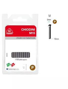 Chiodini per Fissatrice M15 RO-MA - con Testa - 15 mm - 1130803 (Acciaio)