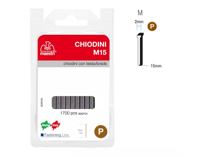 Chiodini per Fissatrice M15 RO-MA - con Testa - 15 mm - 1130803 (Acciaio)