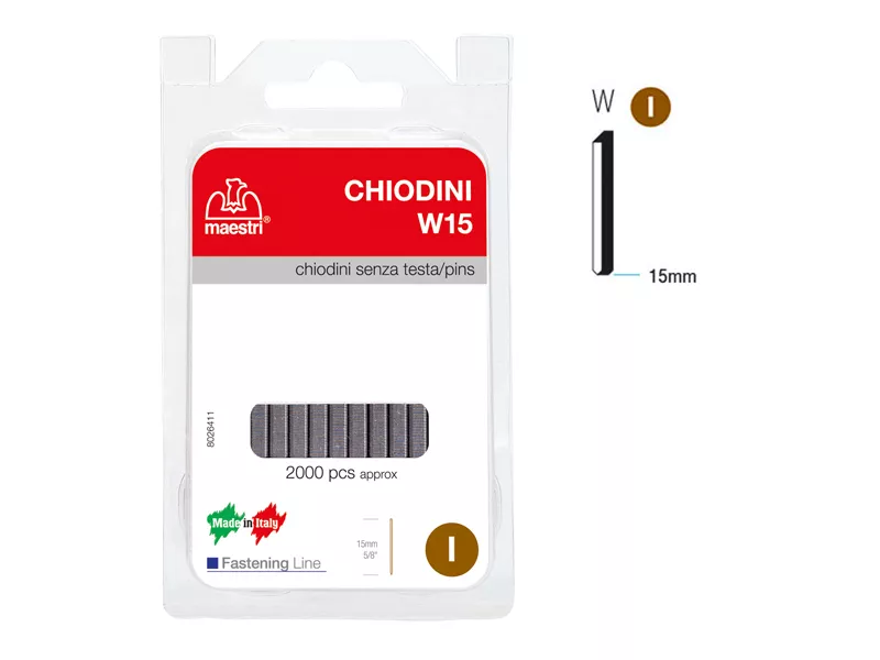 Chiodini per Fissatrice W15 RO-MA - senza Testa - 15 mm - 1130820 (Acciaio Conf. 2000)