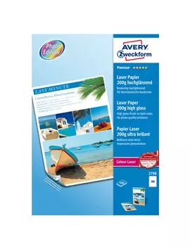 Carta Fotografica Avery Dennison - A4 - 200 g - Effetto Extra Glossy - 2798 (Bianco Conf. 100)