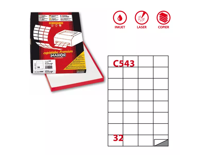 Etichette Adesive Markin - A4 - 52,5x37 mm - X210C543 (Bianco Conf. 100)